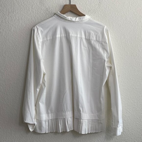 J. Jill Women White Shirt Collection White Button Up Pleated Hem Size Small. - Picture 10 of 11